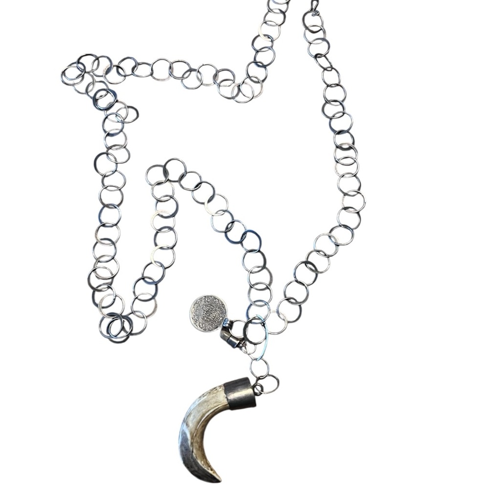 Melissa Joy Manning Silver and Antique Horn Pendant Necklace